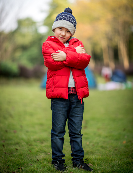 儿童冬季纯色连帽外套