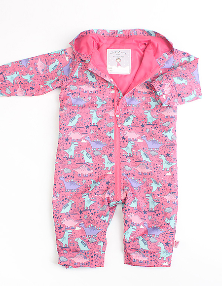 婴儿防风恐龙印花连体衣