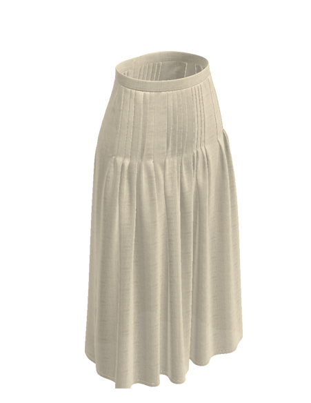 麻棉褶裥半裙